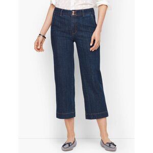 NWT TALBOTS Womens' Deep Azure Flawless Wide-Leg Crop Jeans Sz 14 Petite